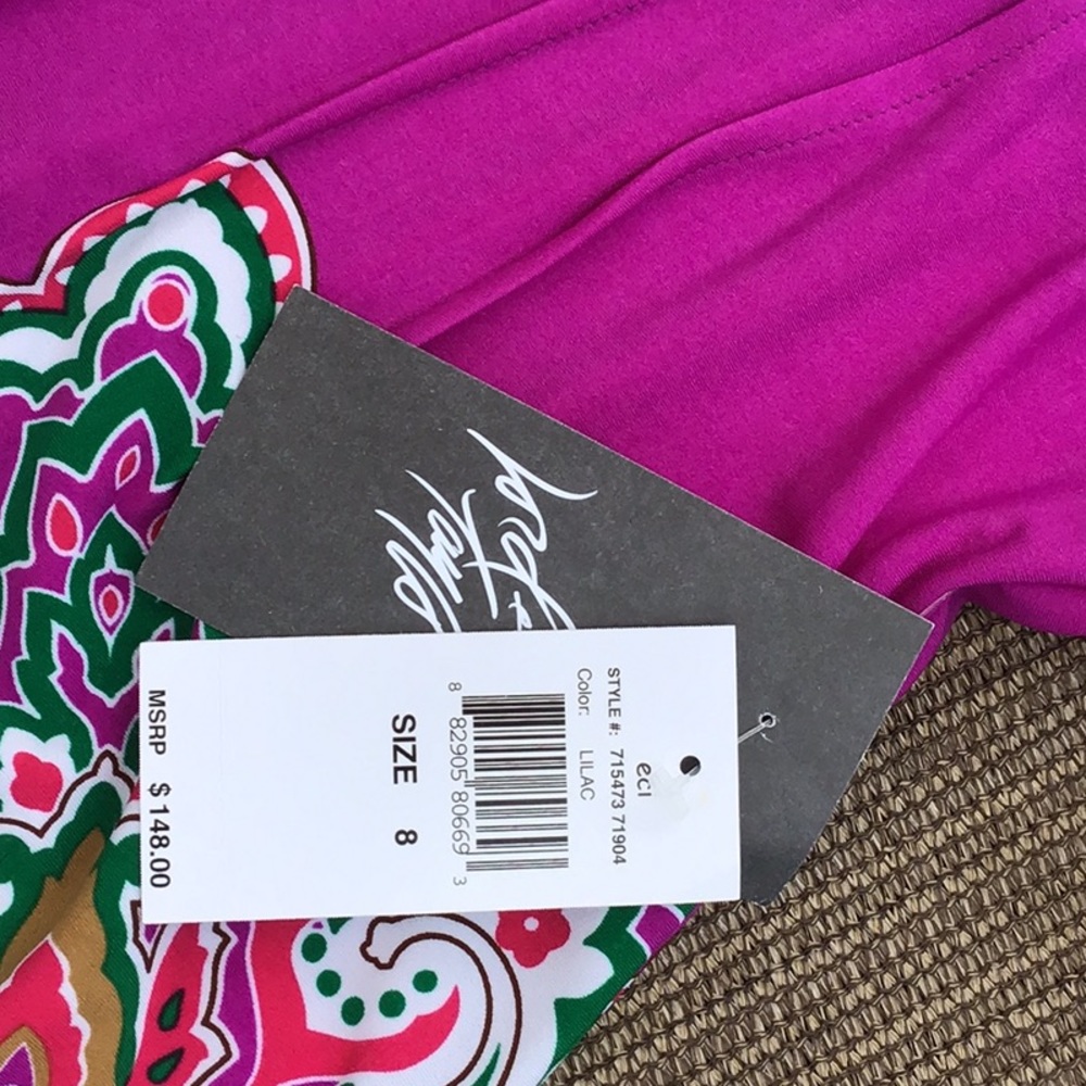 ECI Pink & Lilac Paisley Dress NWT Lord & Taylor 8 - Picture 11 of 14